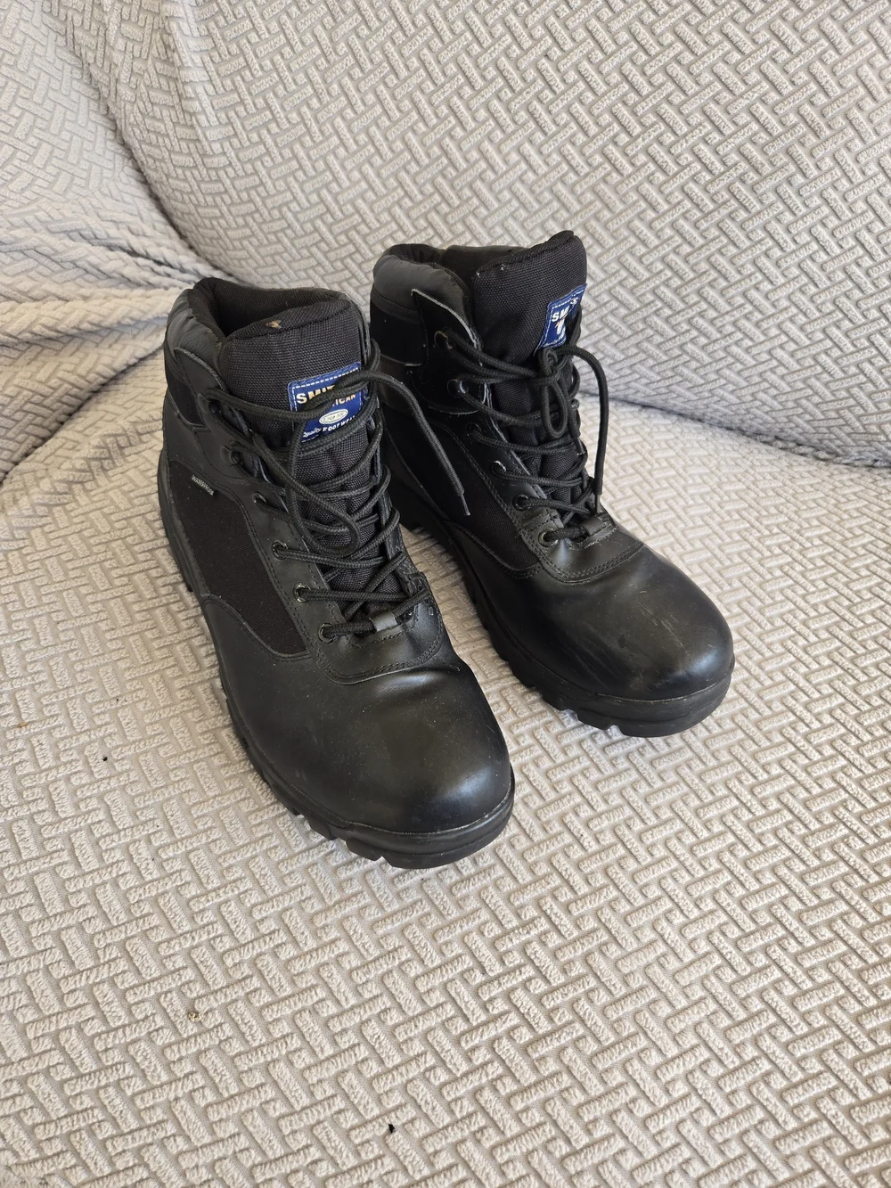 SMITH Black Tactical Work Boots - Lace-Up Ankle Support